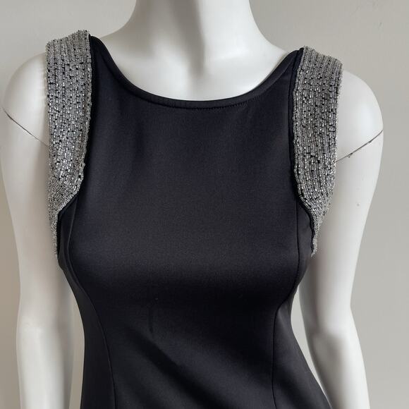 Just Me Embellished Beaded Black Mini Dress Sz Medium Holiday Cocktail Party - Picture 4 of 15